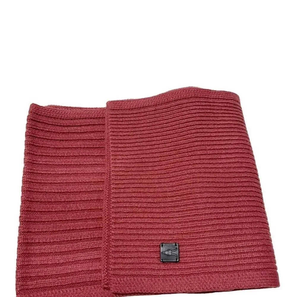 ALL SAINTS NWT Ribbed Knit Rib Mix Wool Blend Scarf Sienna Red 86